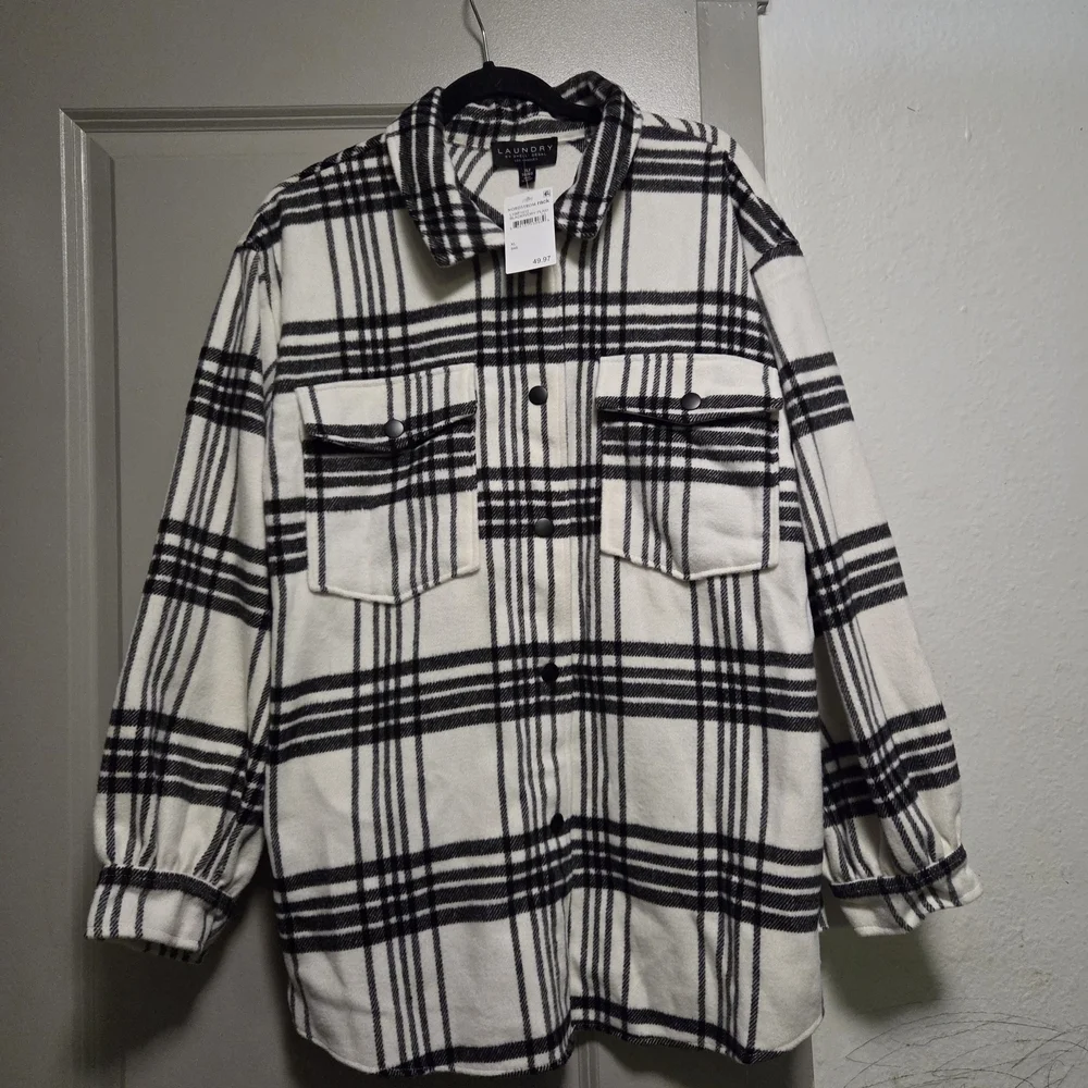 Laundry By Shelli Segal Black and White Plaid Jacket - Picture 1 of 3